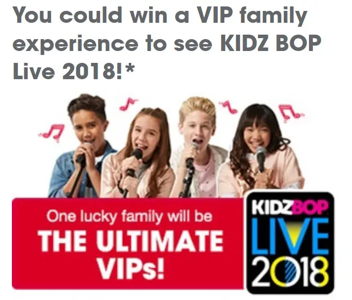 Click Here for your chance to win the grand prize is an awesome flyaway trip for 4 to San Diego to KIDZ BOP Live in 2018 #Kidzbop