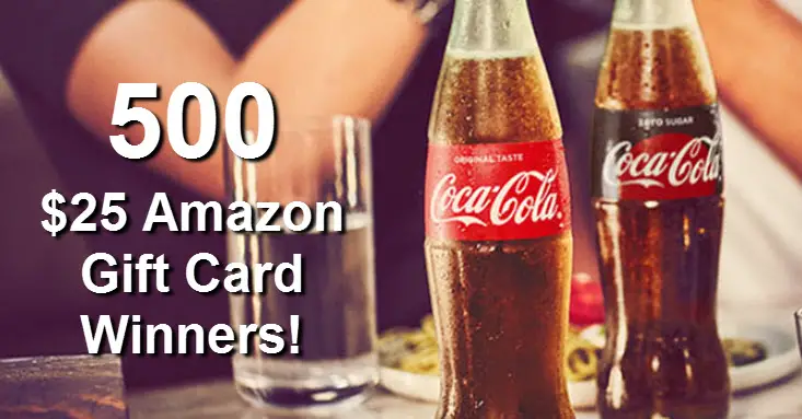 500 WINNERS! Play the Coca-Cola $25 Amazon.com Gift Card Instant Win Game daily.