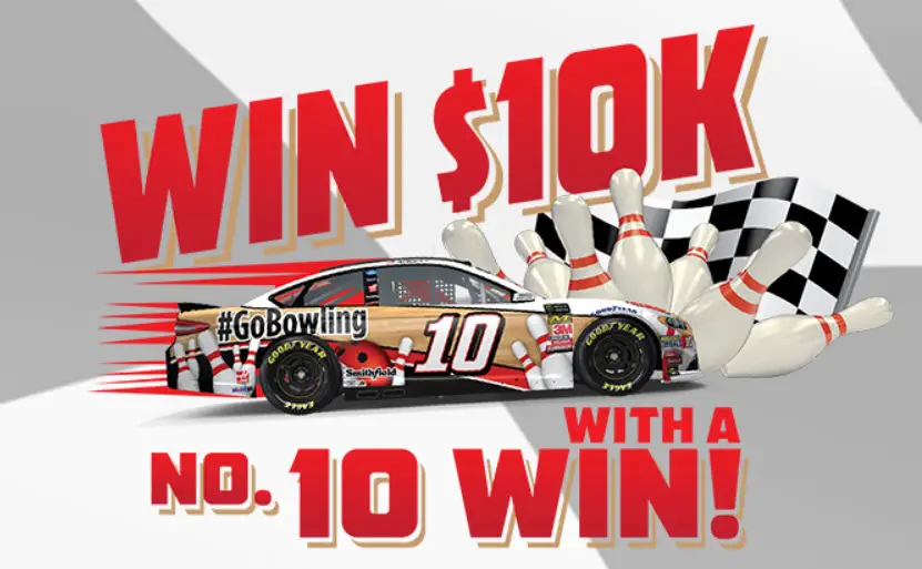 Enter for your chance to WIN $10,000 if Aric Almirola wins the Go Bowling at the Glen NASCAR Race