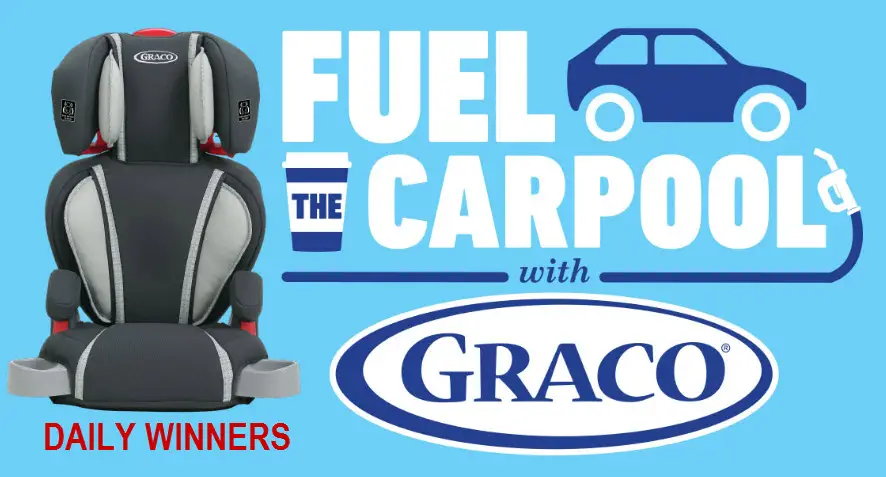Play the Graco Fuel the Carpool Instant Win Game to win prizes daily including Gas and Coffee Shop Station Gift Cards, Graco TurboBooster Seats, or NUK Gift Packs.
