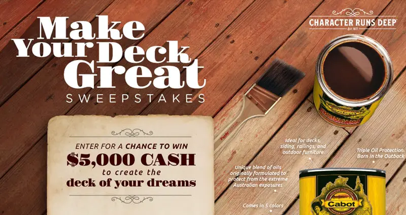 Enter the HGTV Make Your Deck Great Sweepstakes for your chance to win $5,000 to build the deck of your dreams.