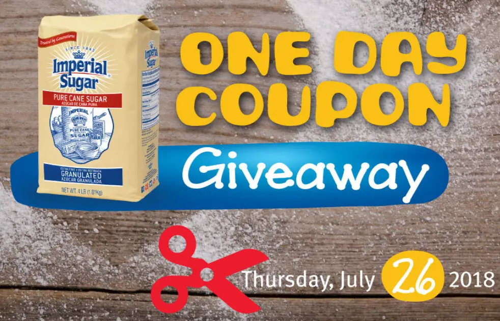 July 26th Only! Imperial Sugar and Dixie Crystals One Day 5,000 Free Coupon Giveaway. Details Here
