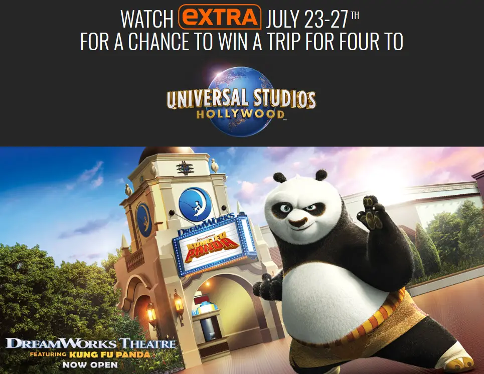 Enter the Extra TV Dreamworks Theatre Kung Fu Panda Sweepstakes for your chance to win a trip to Universal Studios or Free Four Universal Express tickets