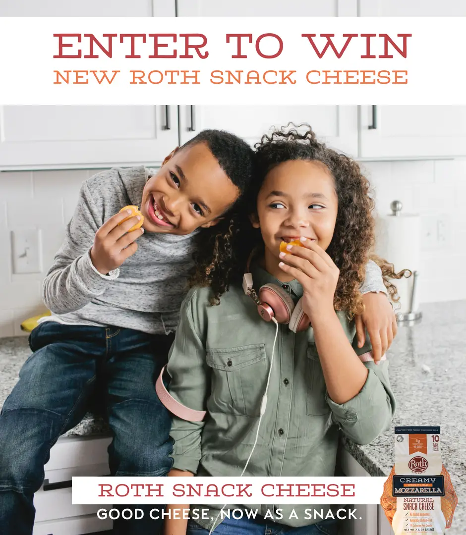 Roth Cheese is giving away 100 bags of Snack Cheese to 100 lucky winners. Enter for a chance to win and don’t forget to share your Roth Snack Cheese moments with #rothsnackcheese!