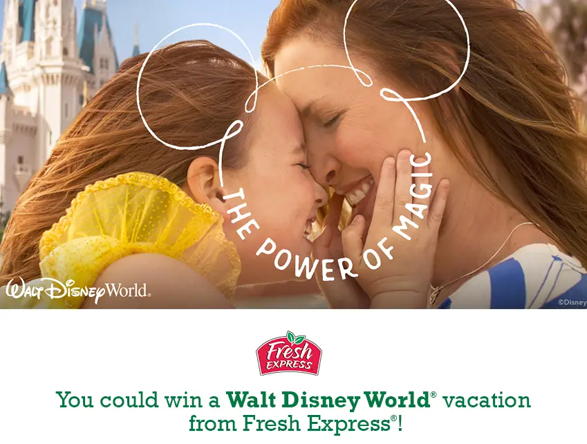 You could win a magical Walt Disney World vacation from Fresh Express. Share a photo that shows why spending time with your family is so magical for your chance to win or enter by mail.
