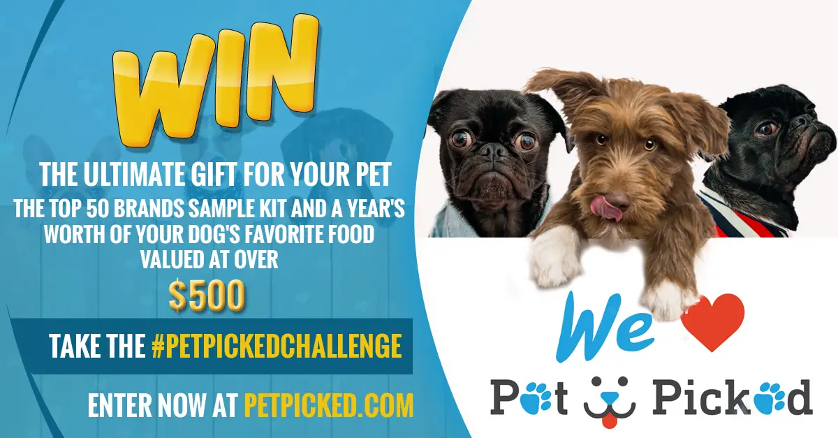 Win "The Ultimate Gift for your Pet" the Top 50 dog food brands Sample Kit and a year's worth of your dog's favorite food valued at over $500. Your dog will take the #PetPickedChallenge by sampling over 50 top dog foods to find their absolute favorite kibble! 