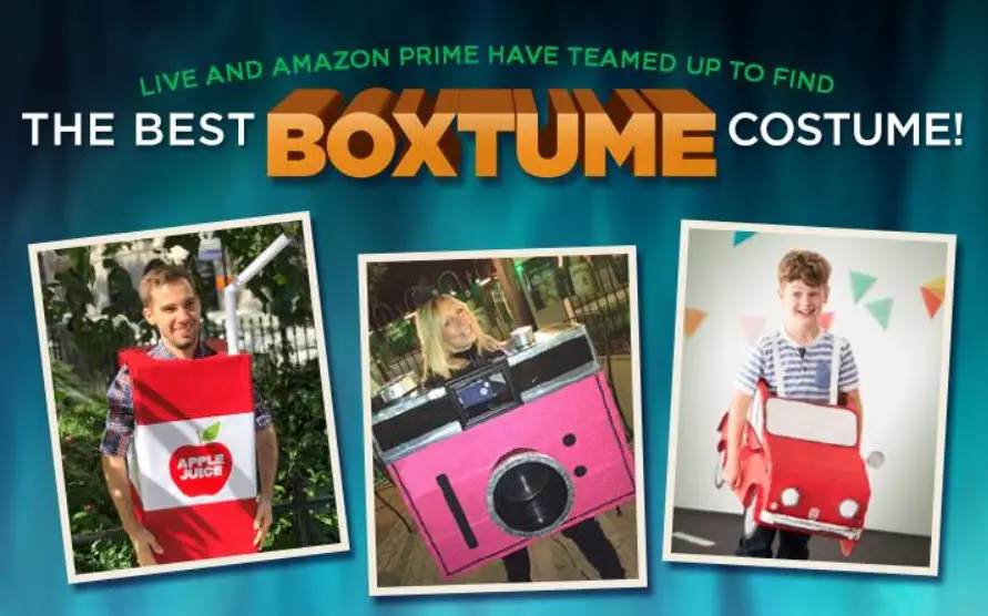 Upload a Halloween photo depicting your own original Boxtume creation for your chance to win a $500 or $5,000 Amazon Gift Card in LIVE's Halloween Boxtume Contest