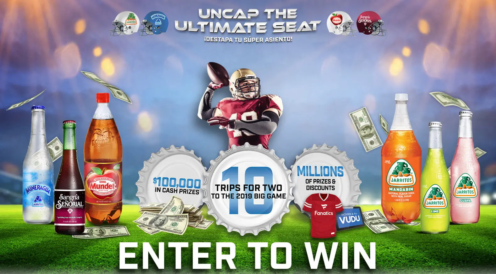 Play the Novamex Uncap The Ultimate Seat Instant Win Game for your chance to win one of ten trips for two to the 2019 Super Bowl game in Atlanta, GA or one of 2,250 prizes instantly!