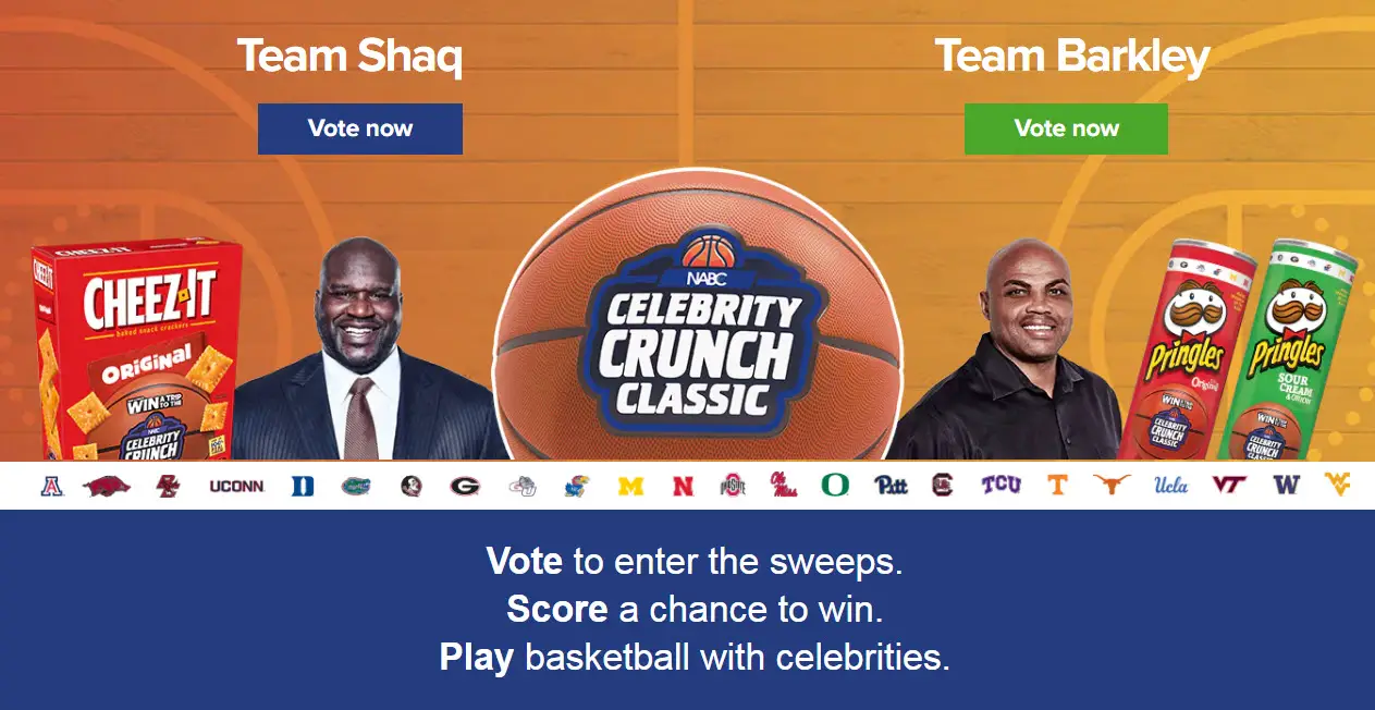 nter for your chance to win a trip to Fantasy Basketball Game in Minneapolis, MN for four or one of 100 other prizes from the Kellogg's 2019 Celebrity Crunch Classic Sweepstakes