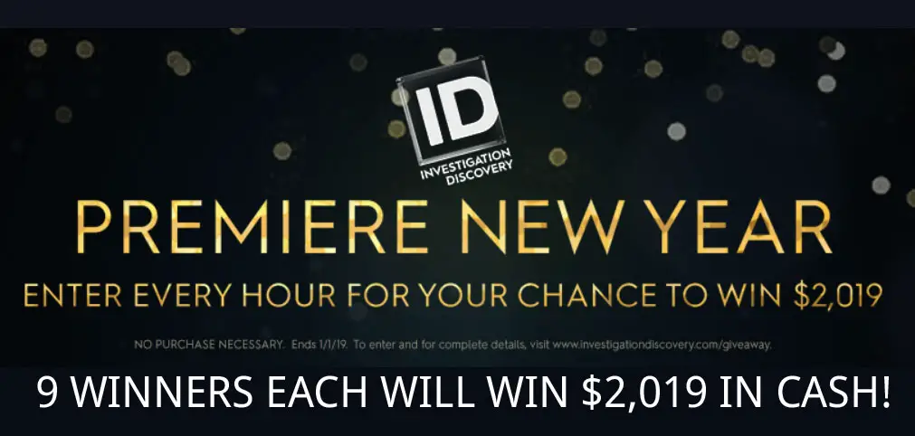Investigation Discovery is giving away cash for the new year. Sweeties Sweeps has the hourly codes for the ID Premier New Year 2019 Sweepstakes