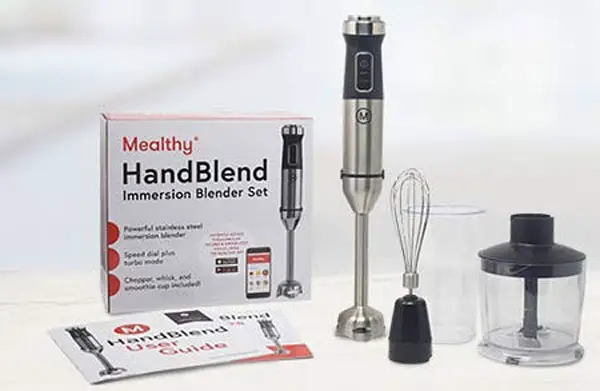 Enter for your chance to win a Mealthy HandBlend Tool. This is a multi-function tool that allows you to whisk, chop, blend, and chop just to name a few.