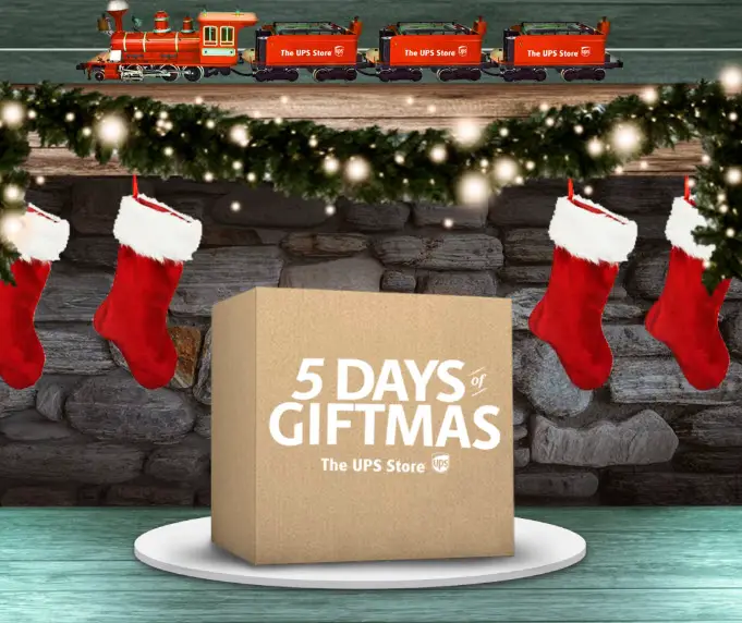 The UPS Store invites you to play 5 Days of Giftmas for a chance to win holiday gifts. The UPS Store is hosting 5 days of gifting, guessing, celebrating and winning on Facebook.