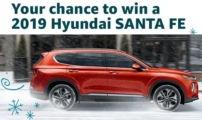 Amazon Vehicle and Automotive department is giving you the chance to win a 2019 Hyundai Santa Fe.