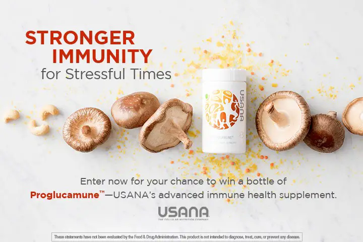 One thousand winners will each win a bottle of USANA Proglucamune, 56 ct tablets. Proglucamune immune support supplement is designed to assist you in staying fit and well, even during times of occasional stress. This daily immune-support supplement combines ancient wisdom and modern science.