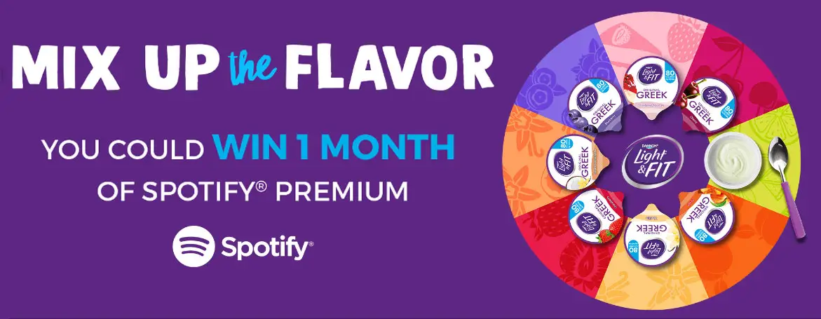 You could win a free month of Spotify Premium service. Purchase Light & Fit Original Greek products or send your entries in the mail for your chance to win.