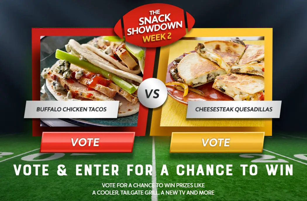 Vote for your favorite Mission Foods recipe for your chance to win prizes like a cooler, tailgate grill, NFL gift cards, Amazon gift cards, and be entered to win the grand prize, a Big Screen TV and lots more