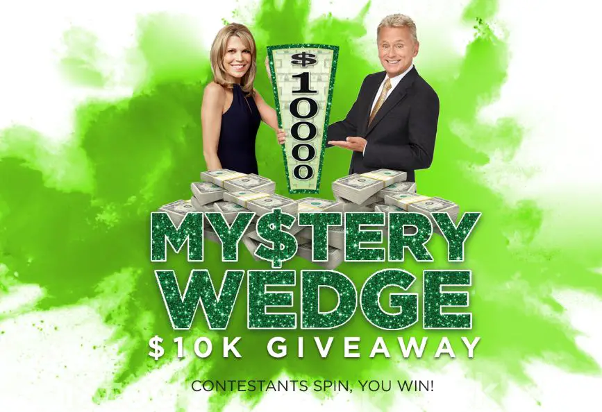 Whenever a Wheel of Fortune contestant land on the Mystery Wedge during the show and flip it over, it  could reveal $10,000. If they solve the puzzle correctly, they WIN and so could you. A SPIN ID will be revealed on screen. If it’s yours, you’ve also won $10,000, just like the contestant! They flip over the wedge, and you "FLIP OUT" over winning.