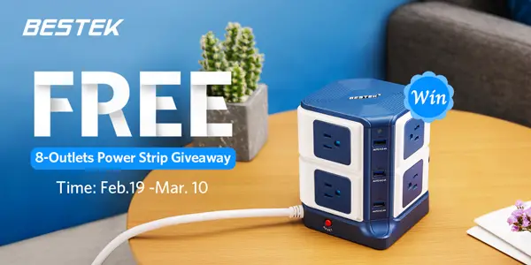 Enter for your chance to win a BESTEK 8-Outlet Power Strip and Amazon Gift Card.