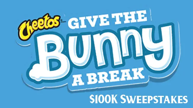 Cheetos Give The Bunny A Break $100,000 Sweepstakes. Want to help find Chester Cheeto’s spotted egg for a chance to win $100,000 cash?