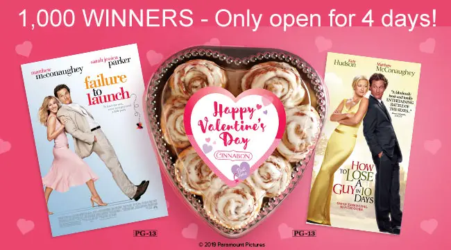 Cinnabon is giving you a chance to win your very own Valentine's Day gift pack, guaranteed to win over your valentine!