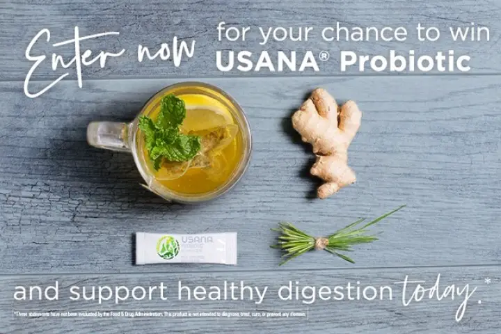 Enter for your chance to win Free USANA Probiotics. Bring some balance to your belly with USANA Probiotic in a convenient stick pack that you can easily add it to your favorite shake or take it on the go.