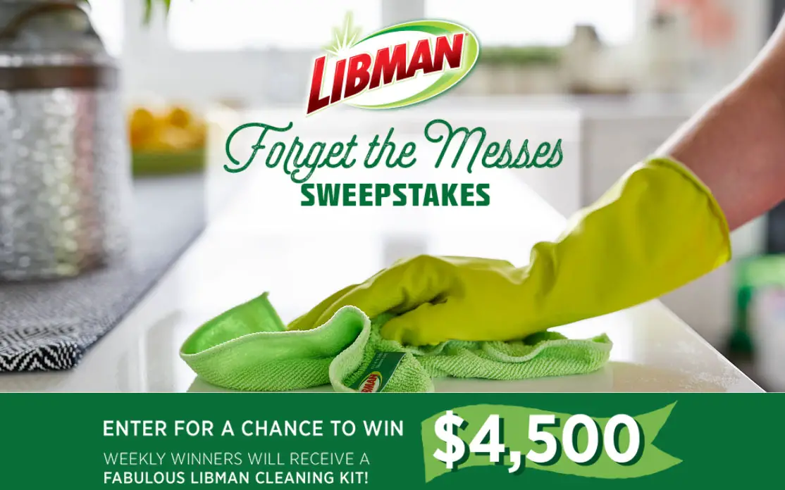 Enter the HGTV Libman Forget The Messes Sweepstakes for your chance to win $4,500 in cash or a weekly Libman Cleaning kit given away weekly through March