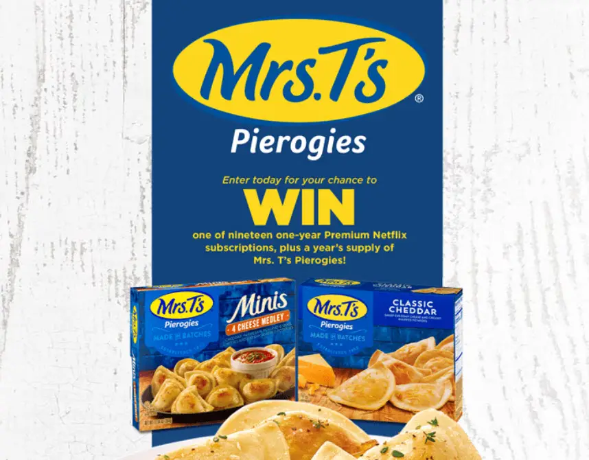 Mrs. T's Pierogies is giving away Netflix gift cads and Free Mrs. T’s Pierogies coupons to nineteen winners