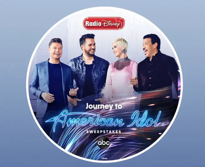 If you win the Radio Disney“Journey to American Idol Sweepstakes” you and three guests will win a trip to Hollywood to see American Idol – LIVE!