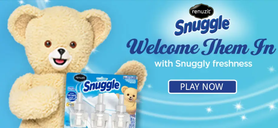Play the Renuzit Snuggle Instant Win Game every day for a chance to instantly win a NEW Renuzit Snuggle Starter Kit and get in the running for the $1,000 Renuzit Snuggle Transform Your Space Grand Prize!