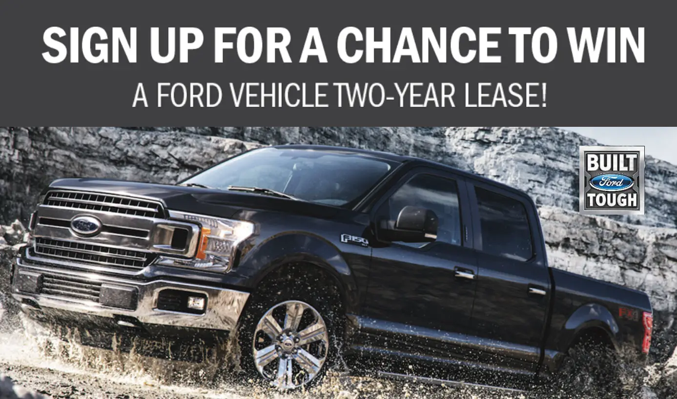 Sign up now for your chance to win a 24-month lease on a 2019 Ford vehicle of your choice