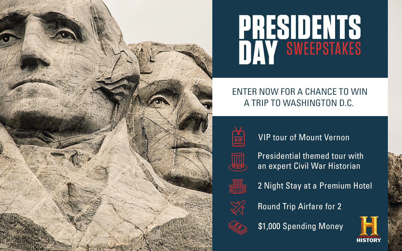 Enter for your chance to win a trip for two to Washington, DC form History.com
