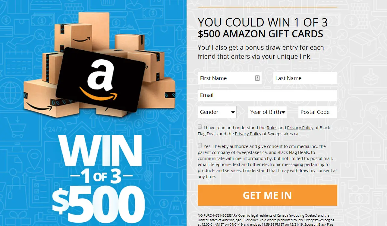 Enter for your chance to win a $500.00 Amazon Gift. There will be 3 winners. You’ll also get a bonus entry for each friend that enters using your unique referral link.