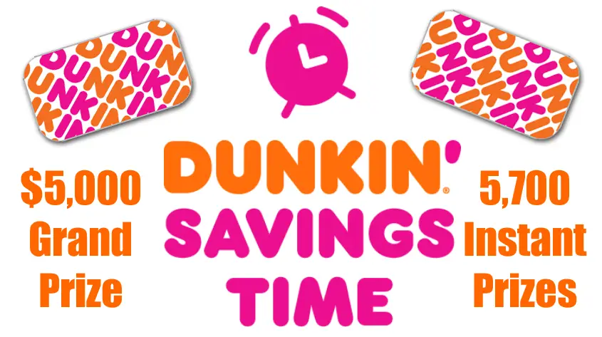 Play the Dunkin' Savings Time Instant Win Game daily. You could WIN a Dream Backyard Makeover to enjoy your extra hour of daylight! Every day you visit earns you another chance to win. Play daily to WIN prizes instantly like coffee brewers, Dunkin' branded tumblers and DD eCards!