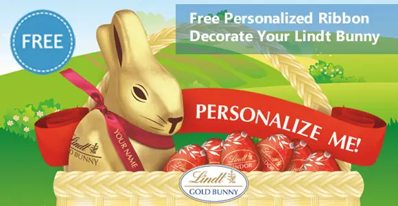 Order your FREE personalized ribbon that you can add to your Lindt Easter Bunny.