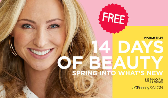 JCPenney stores are hosting 14 days of Beauty Events with FREE Mini Makeovers from March 12th through March 24th along with great deals on popular Beauty Products.