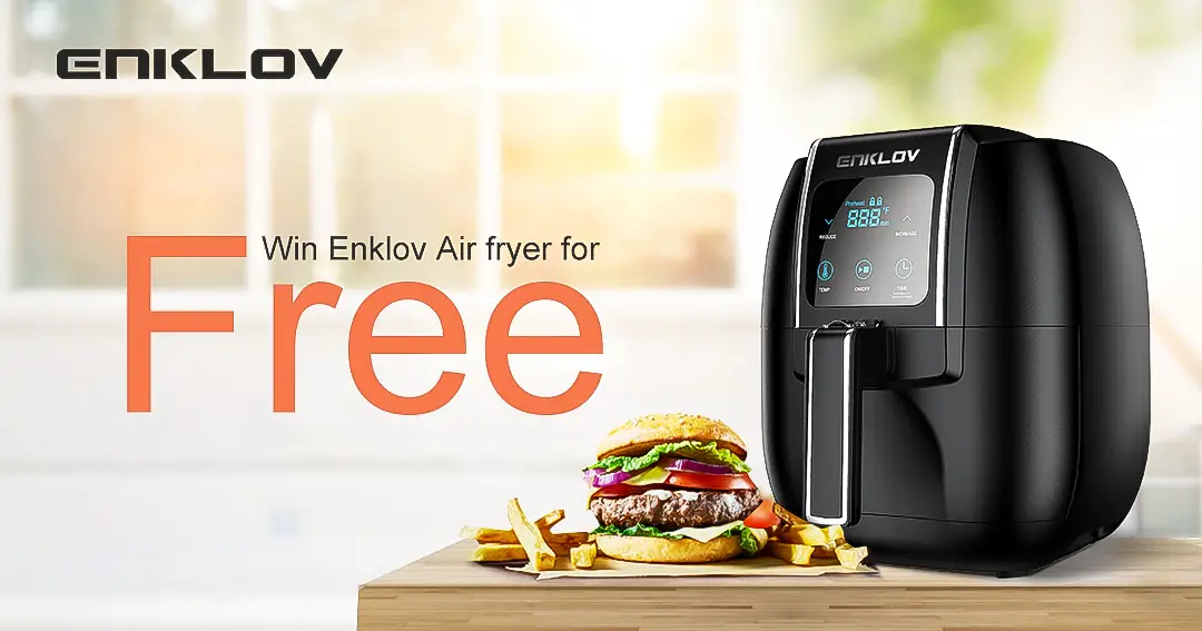 Enter for your chance to win a Free Enklov Air Fryer (3 Winners in total). Enjoy healthier, time-saving meals with an all-in-one air fryer holds everything! You can air fry, dehydrate, roast, bake, grill, toast & reheat in this small footprint appliance.