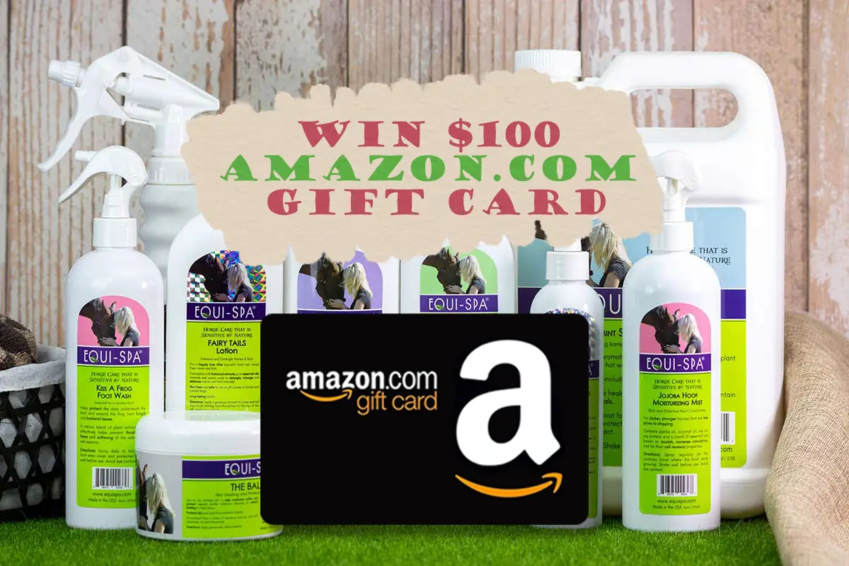 Equi-Spa is giving away a $100 Amazon.con gift card to one lucky visitor. You can use the prize to purchase Equi-Spa products, or anything you want, from Amazon.com. Equi-Spa products are gentle and effective to help you get the very best for your horse.