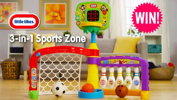 Little Tikes giving away $5,000 worth of toys to over 30 winners. Enter for your chance to win Light 'n Go 3-in-1 Sports Zone, TotSports T-Ball sets, Easy Score Soccer sets, basketball sets and Triple Play Splash T-Ball