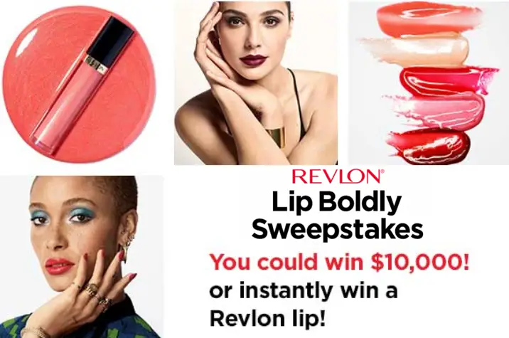 Play for your chance to win a Free Revlon Lip product instantly (800 winners) and be entered for the chance to win $10,000 awarded in the form of a check. Complete quizzes, watch videos and more to enter the Grand Prize drawing, and play daily for your chance to instantly win a Revlon lip.