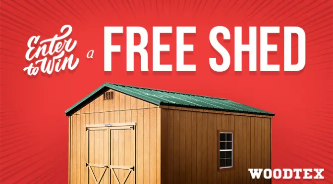 Enter for your chance to win a Woodtex Shed of your choice up to $2,900 Retail Value PLUS a second winner will win a $250 Home Depot Gift Card.