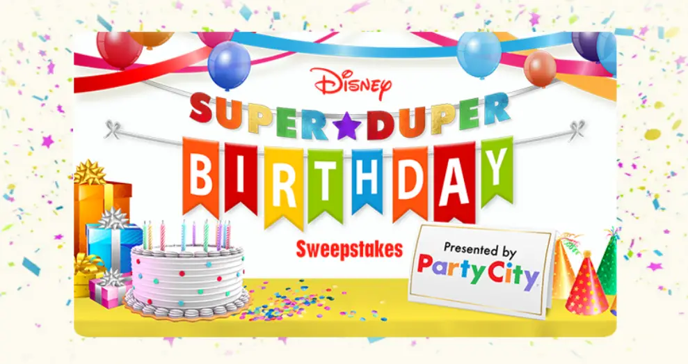 Enter for your chance to win a super duper Disney Birthday party pack that includes a $500 Party City gift card and other Disney goodies.