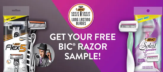 Hurry and grab your 2 FREE Biz Flex (for men) or Soleil Sensitive (for women) Razors.