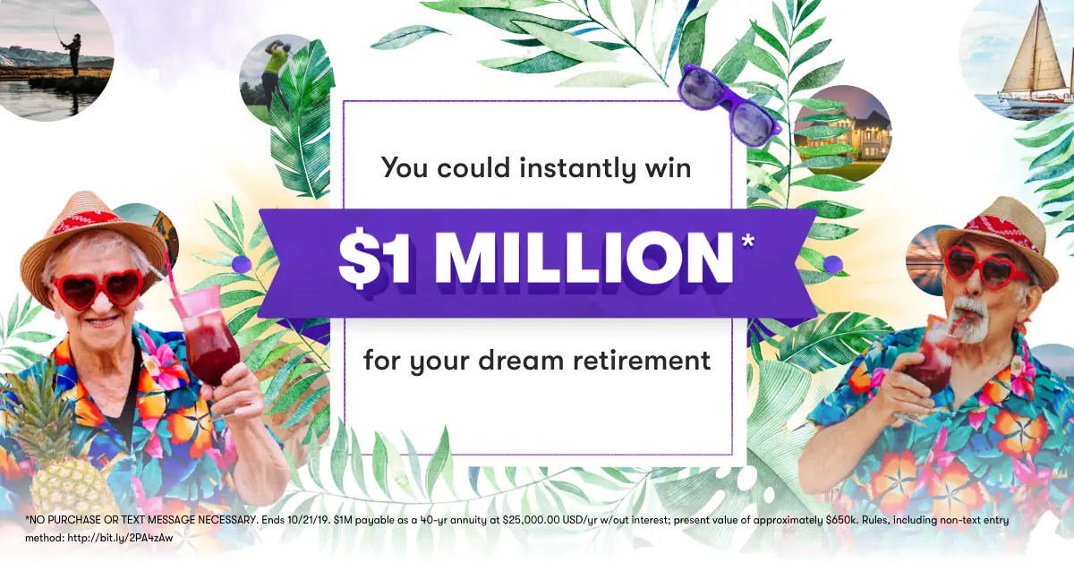 Complete Stash Investment's Free Retirement Calculator for your chance to win gift cards or even a $1,000,000.00 Annuity. Over 36,000 prizes are up for grabs in Your Million-Dollar Stash: $1M Instant Win Game