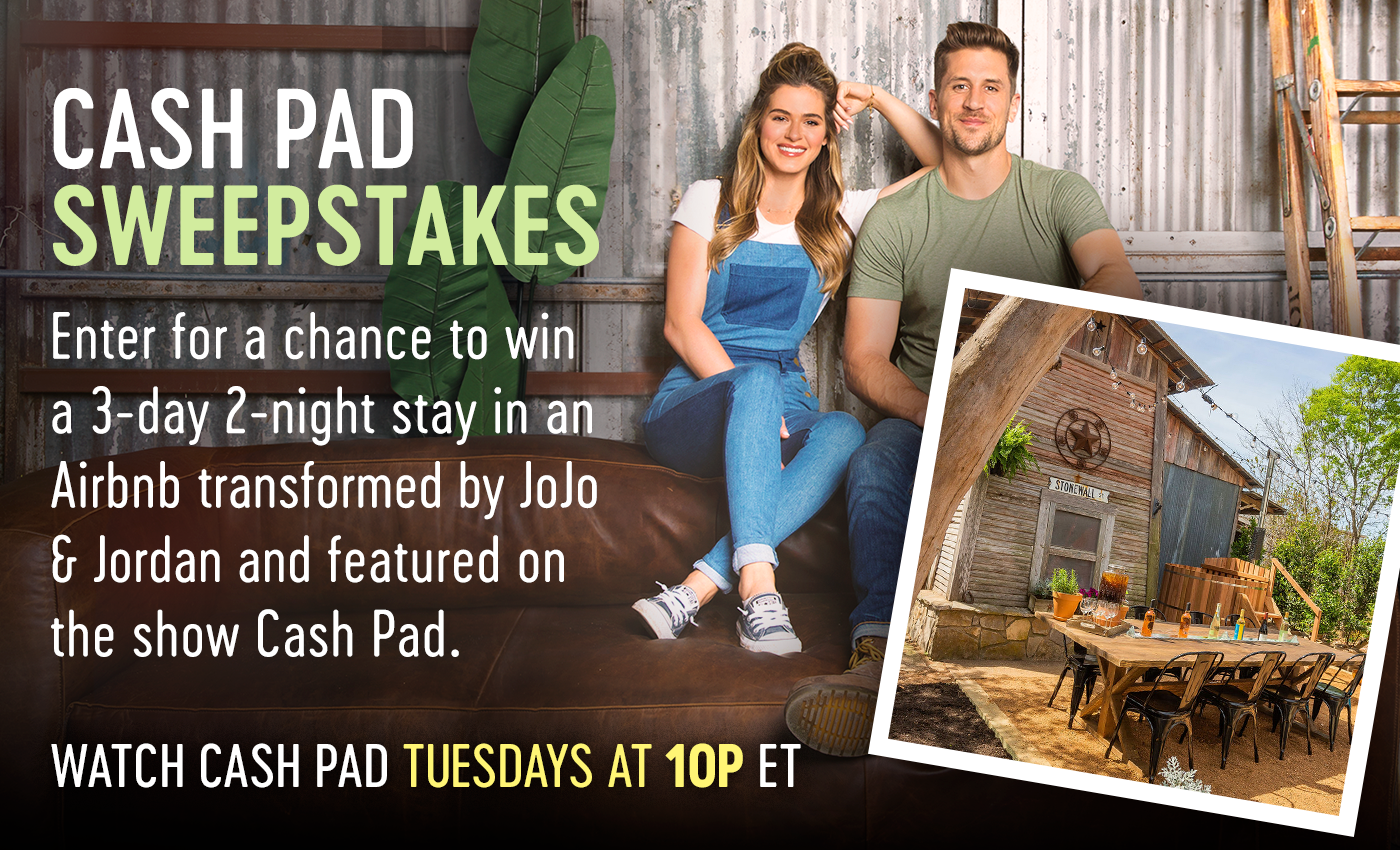Grab this week's CNBC Cash Pad Sweepstakes code word and enter for your chance to win a 3-day 2-night stay in an Airbnb transformed by JoJo & Jordan and featured on the Show Cash Pad.