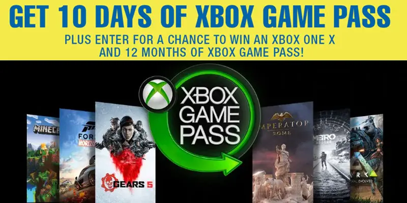 Enter for your chance to win an XBox Console and a 1-year Game Pass OR one of 45,000 FREE X-Box 10-Day Game Passes.