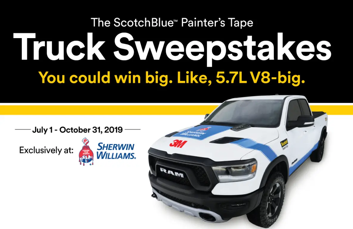 Enter for your chance to win 2019 Ram 1500 Rebel Truck valued at $50,000 from ScotchBlue Painter's tape.