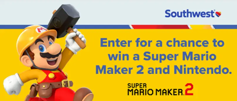 Enter the Southwest Airlines and Nintendo Let’s Play Getaway Sweepstakes daily for a chance to win the ultimate Super Mario Maker 2 prize package!