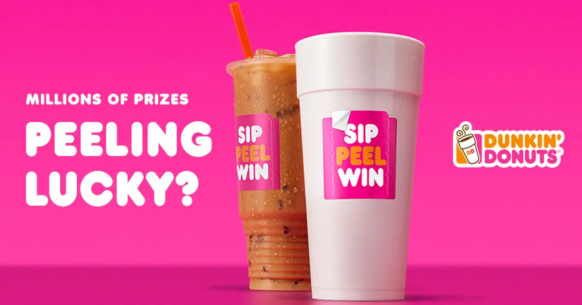 SWEETIES PICK! Play Dunkin's Sip Peel Win Instant Win Game ten times daily for your chance to win from over 55,451,747 Prizes!