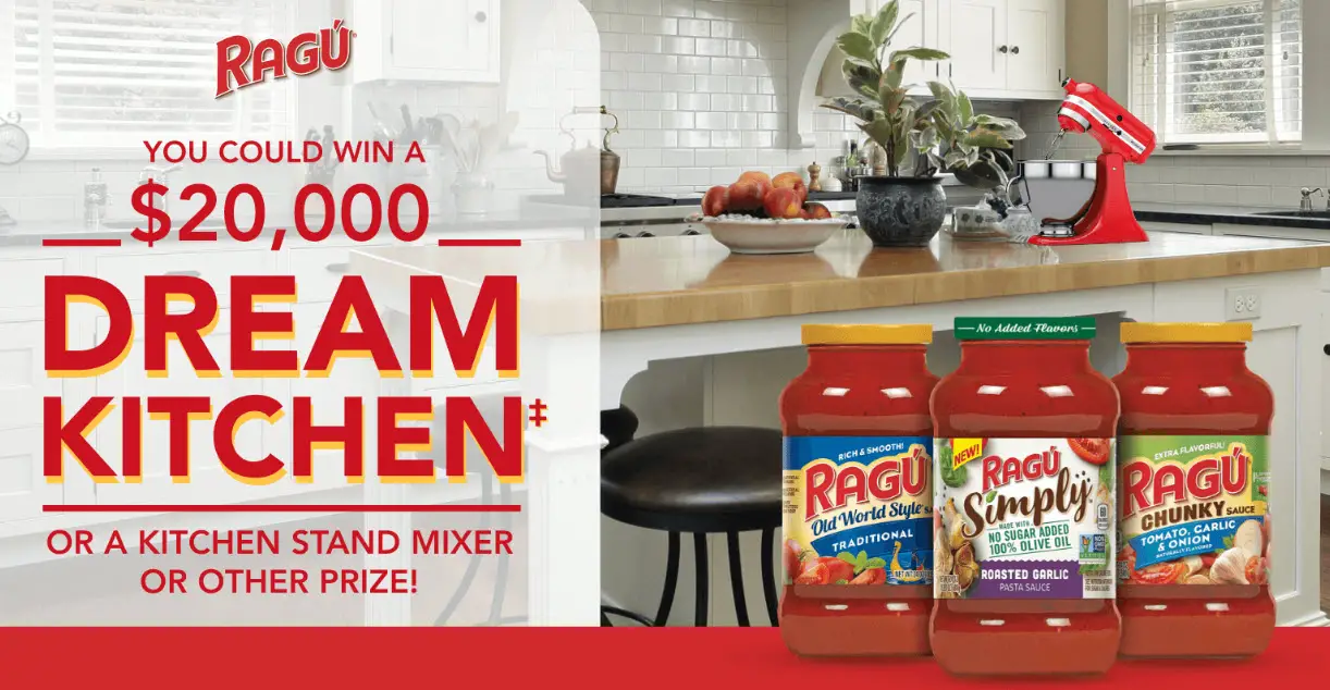 Enter for your chance to win a $20,000 Dream Kitchen, a stand mixer or one of 22,000 veggie spiralizers from RAGÚ 