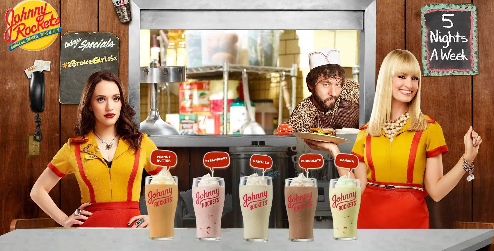 Enter for your chance to win a trip for two to Hollywood plus a $500 gift card when you enter today's correct "shake flavor" to enter the 2 Broke Girls Johnny Rockets Sweet Shakes Sweepstakes